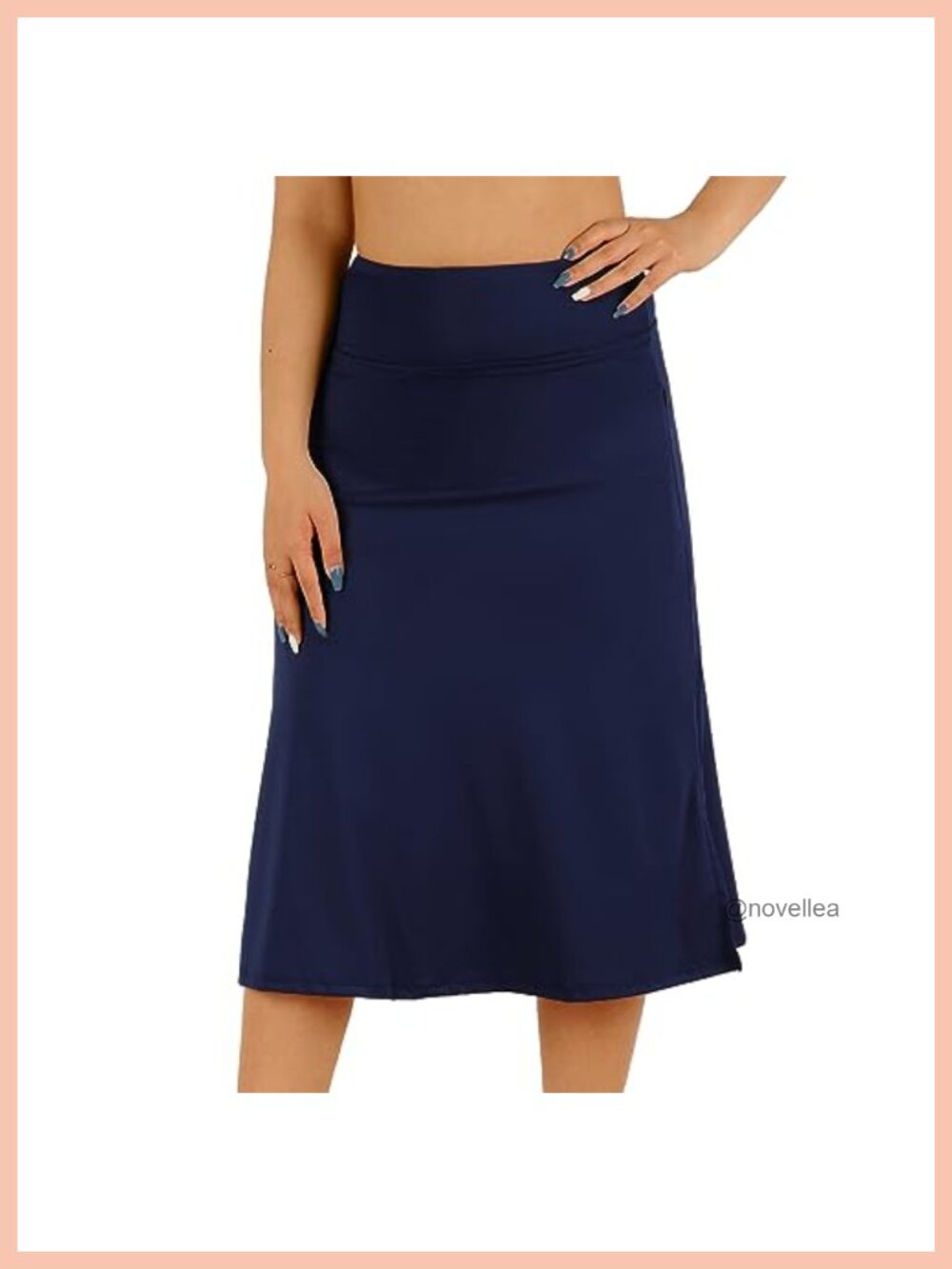 Women's Knee Length Skorts Midi Skirt with Shorts Zip Pockets Stretch